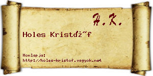 Holes Kristóf névjegykártya